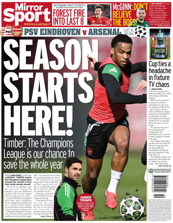 Back page of the Daily Mirror on 4 March 2025