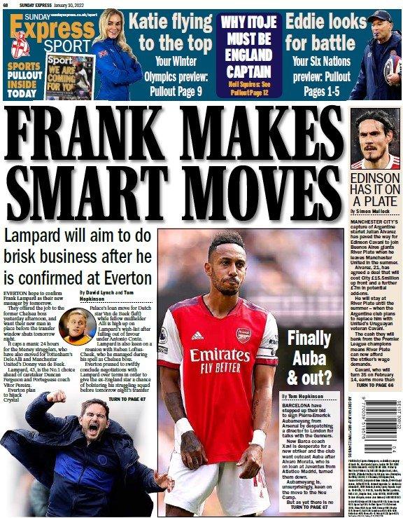 The back page of the Sunday Express