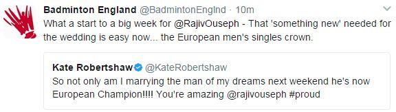 Badminton England tweet