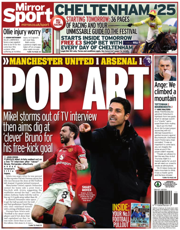 Back page of the Daily Mirror on 10 March 2025