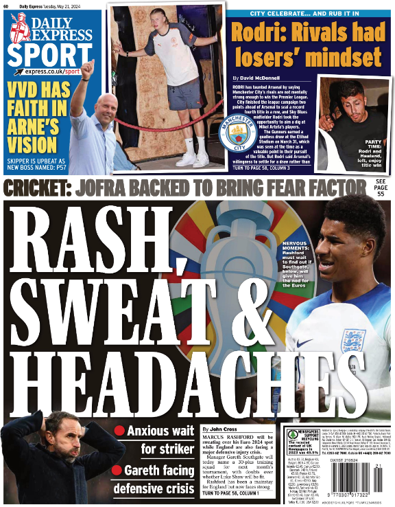 The back page of the Express