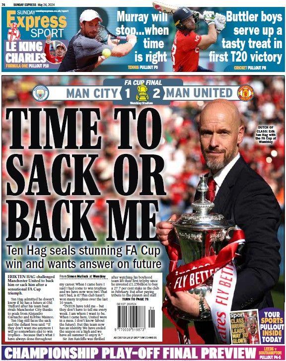 The back page of the Sunday Express