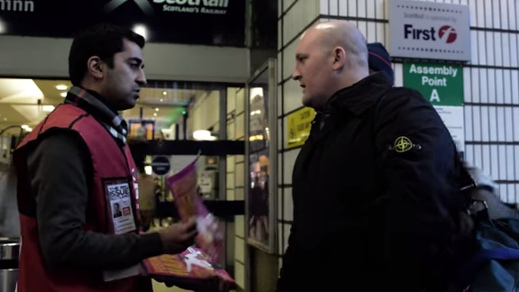 Humza Yousaf at Queen Street Station