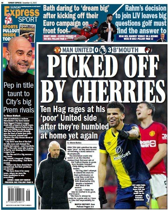 The back page of the Sunday Express