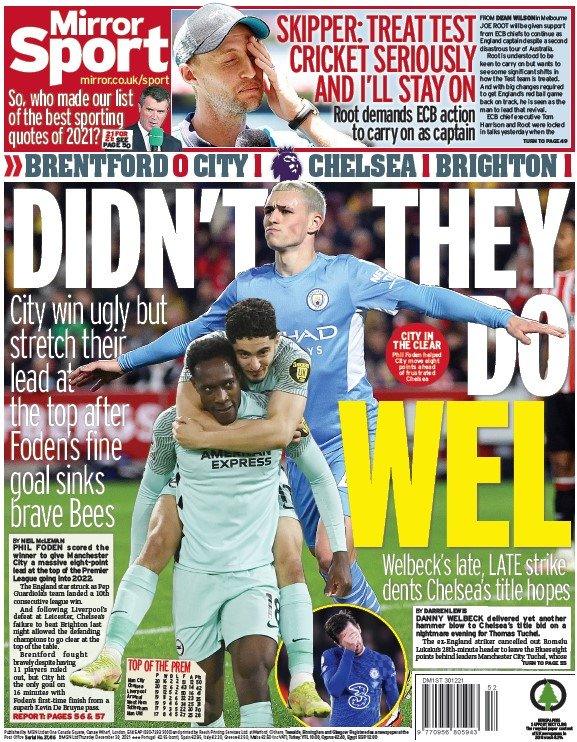 The back page of the Daily Mirror