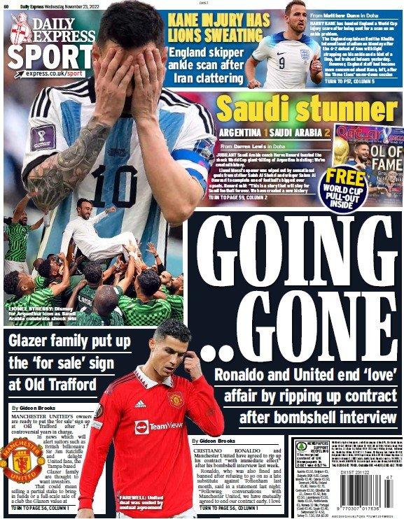 The back page of the Daily Express