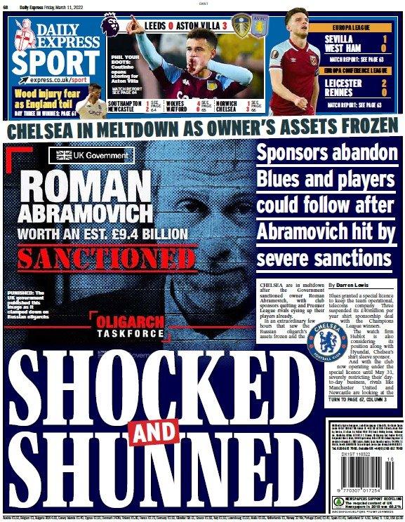 The back page of the Daily Express