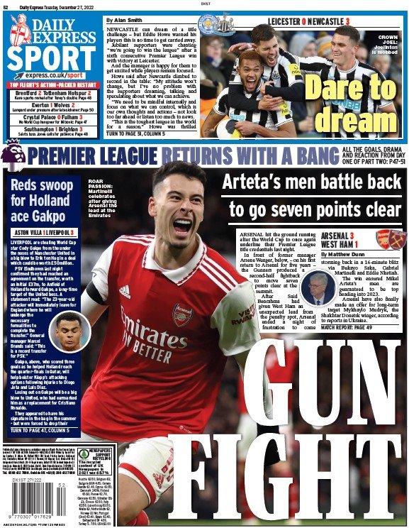 The back page of the Daily Express