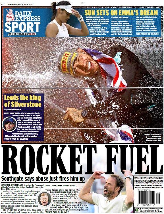 The back page of the Daily Express