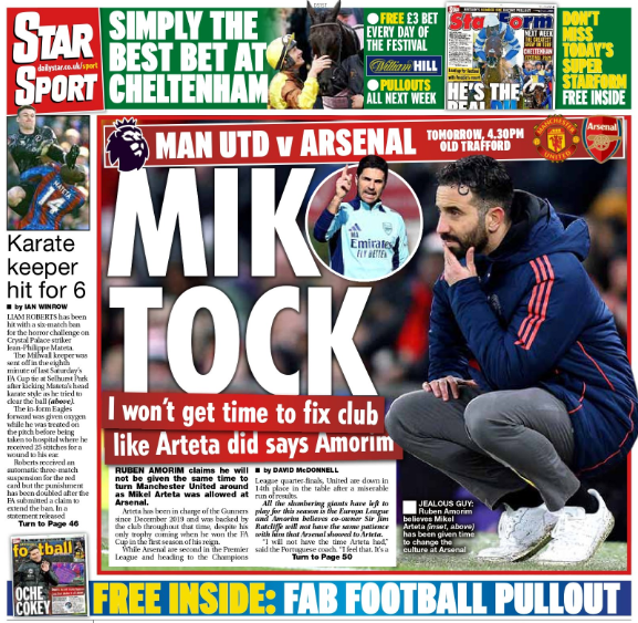 Back page of the Daily Star on 9 March 2025