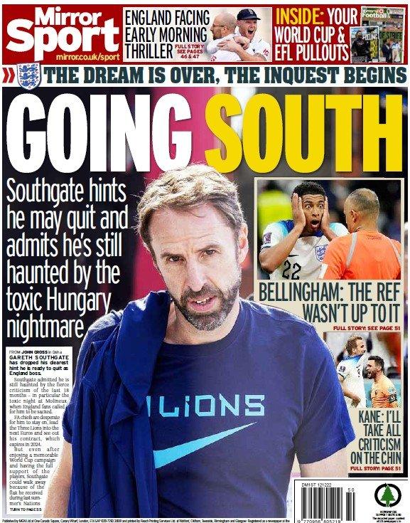 The back page of the Daily Mirror