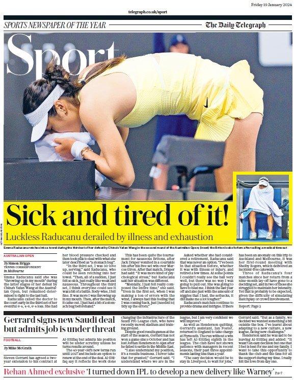 The Daily Telegraph sports section