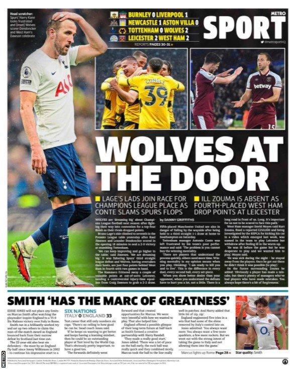 The back page of the Metro