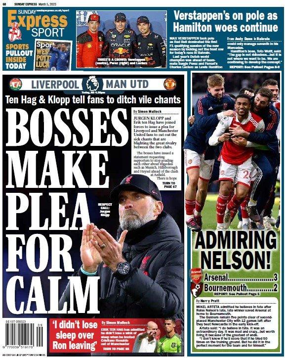 The back page of the Sunday Express