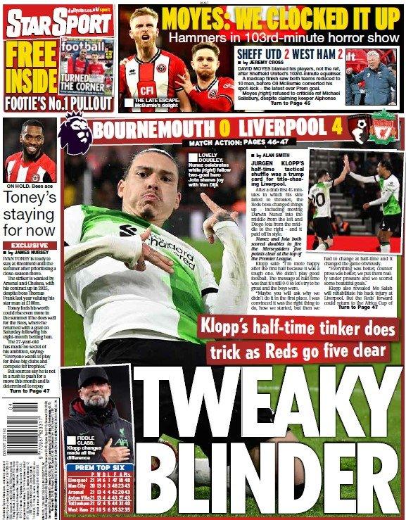 The back page of the Daily Star