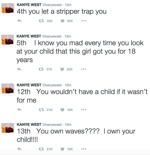 Kanye West deleted tweets