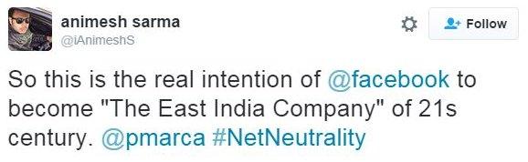 Tweet likening FB to East India Company