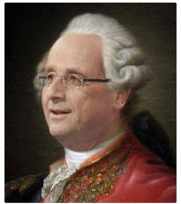 Hollande in an 18th century wig