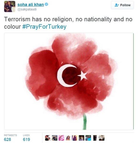 Tweet of poppy with Turkish flag