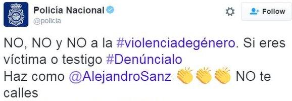 Tweet by the Spanish National Police Corps