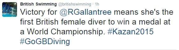 Gallantree is the first woman to win a diving medal at a World Championships