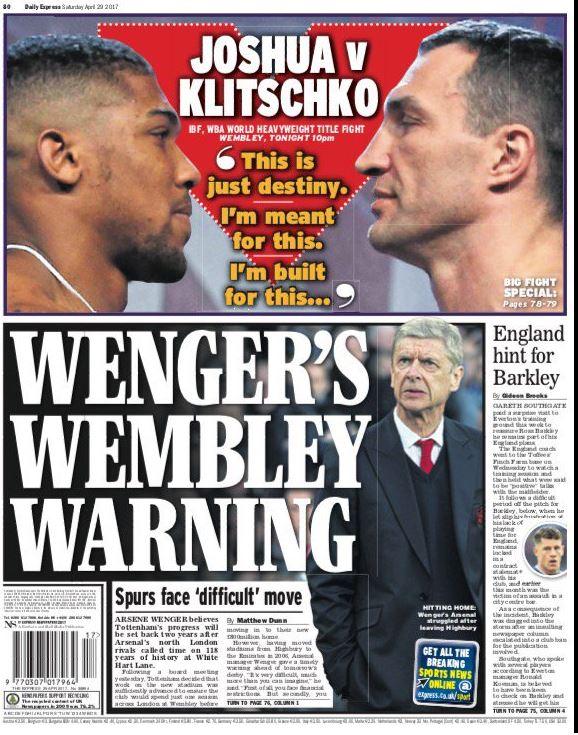 Saturday's Daily Express back page