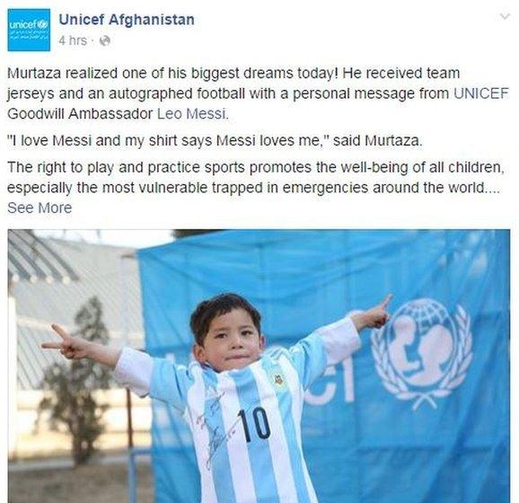 Unicef Facebook post