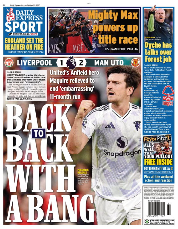 Express back page: 'Back to back with a bang'