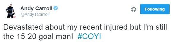 Tweet from Andy Carroll