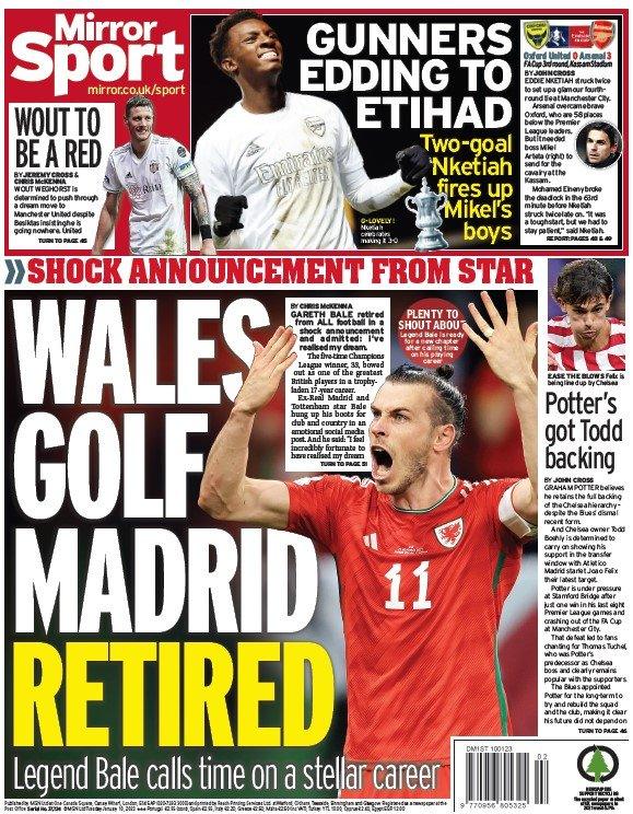The back page of the Daily Mirror