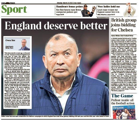 The back page of The Times