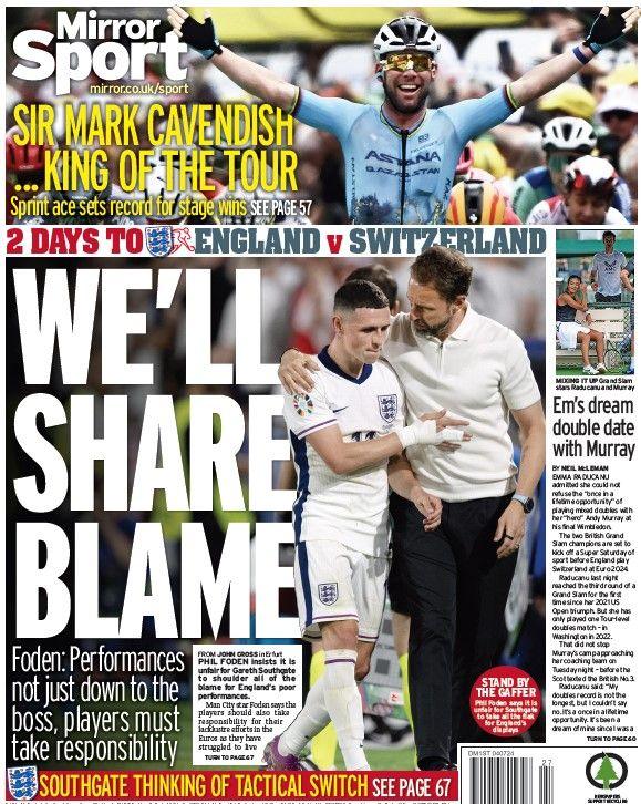 The back page of the Daily Mirror