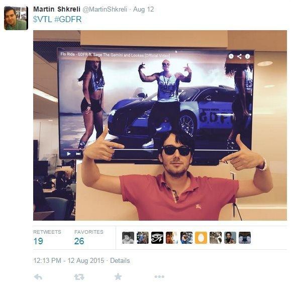 Martin Shkreli, seen here in an August Twitter post, had aggressively answered critics