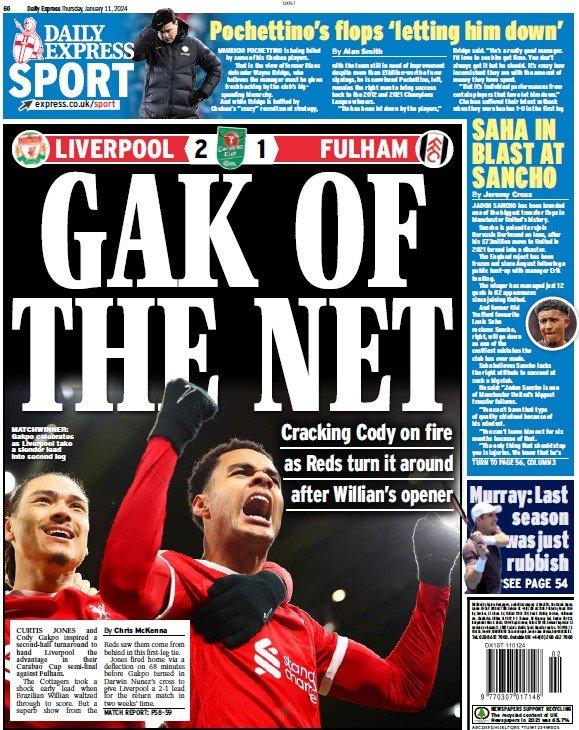 The back page of the Daily Express