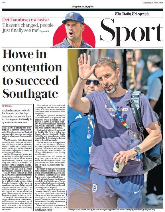 The Daily Telegraph sports section 