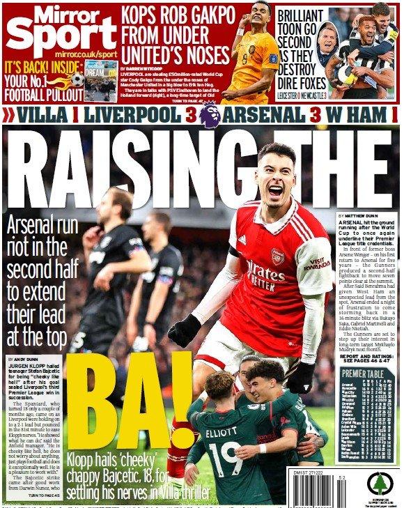 The back page of the Daily Mirror