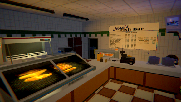 Bùth Èisg is Tiops Macs bhon gheama air-loidhne sa Ghàidhlig aig James Muirhead