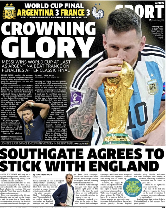 Metro back page