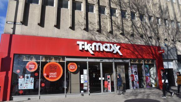 The front of the building when it was a TK Maxx, with the red and white signage on the front.