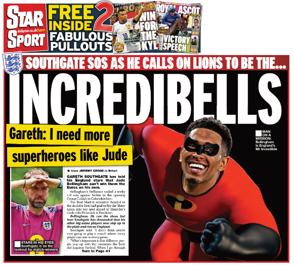 Back page of the Daily Star on 18 June 2024