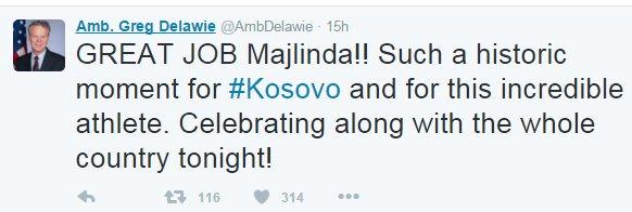 Tweet from US ambassador Greg Delawie