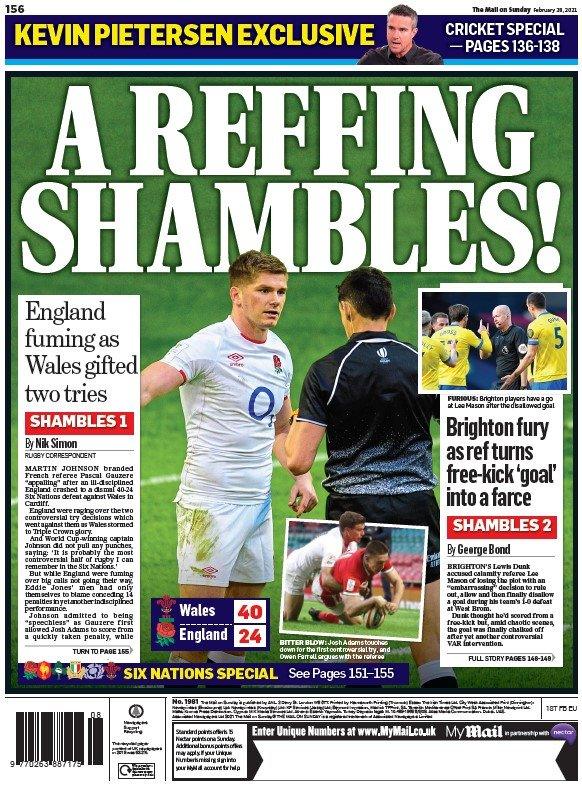 The back page of the Mail on Sunday
