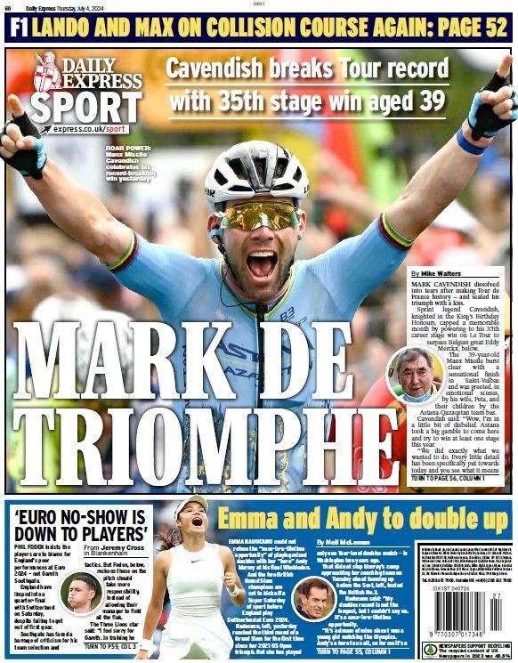 The back page of the Daily Express