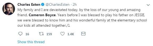 charles esten tribute to Cameron Boyce