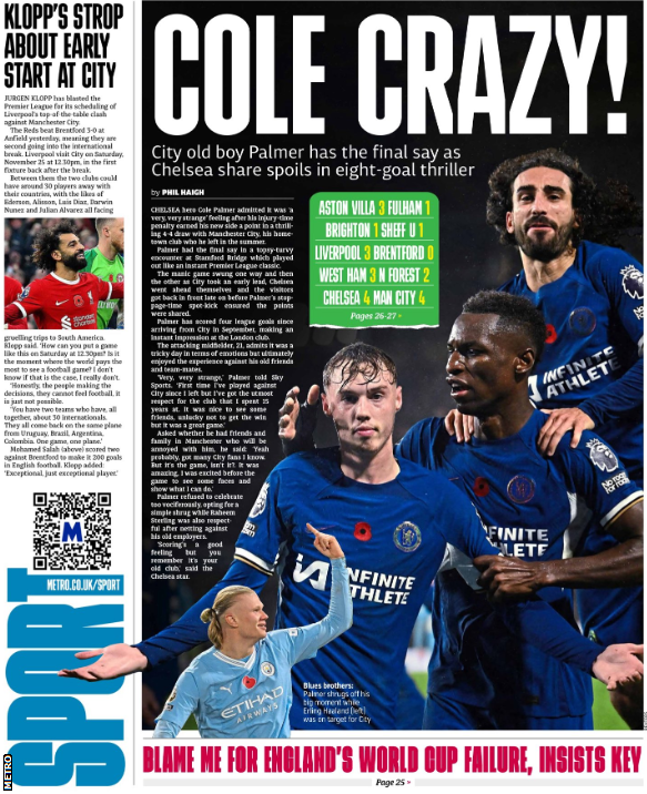 Metro back page