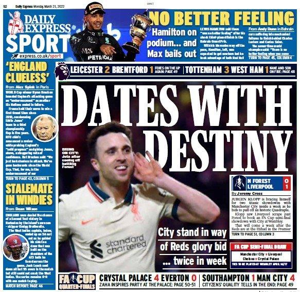 The back page of the Daily Express