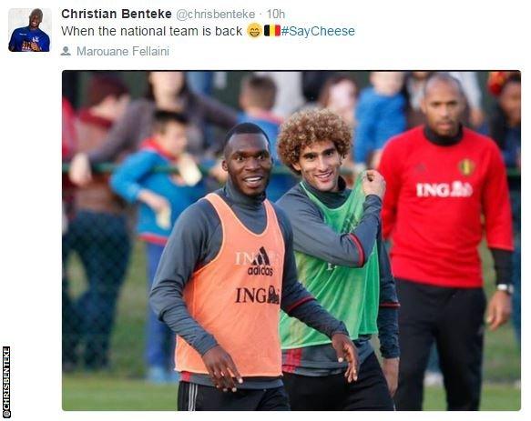 Christian Benteke, Marouane Fellaini and Thierry Henry