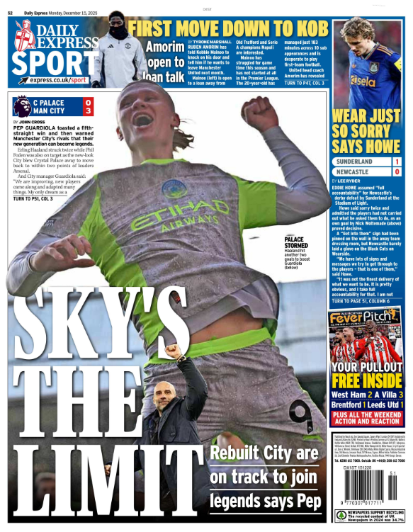 Back page of the Express