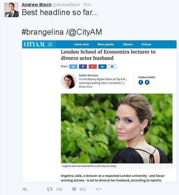 Tweet mentioning that Angelina Jolie us a lecturer at LSE