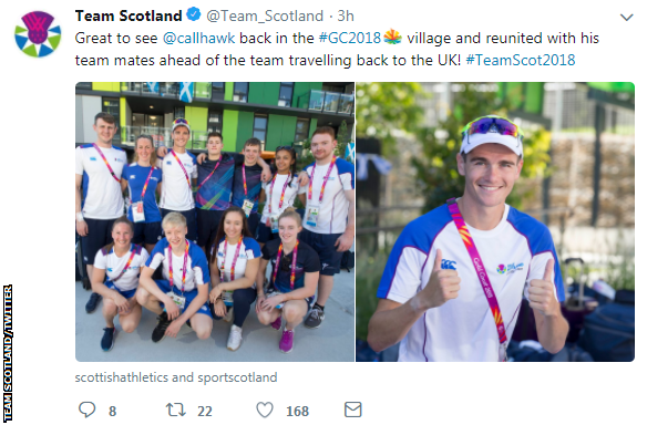 Team Scotland tweet on Callum Hawkins'